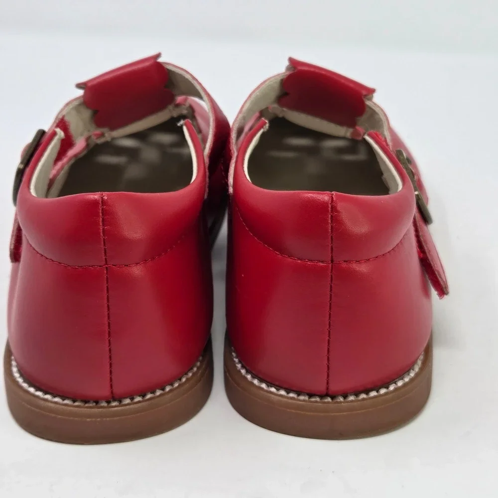 Felix & Flora Girls Red Mary Jane Scalloped T-Strap Shoes B366 Size 13 20.2cm